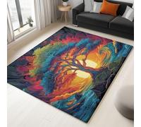 Tappeto Passatoia Lavabile Antiscivolo Immagine psichedelica dell'albero della vita Stampato, Tappetino Pelo Corto Morbido Sottile per Corridoio Cucina Cameretta Camera da Letto,60 x 120 cm, Colorato