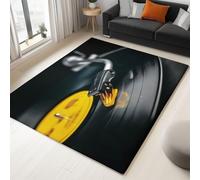 Tappeto Passatoia Lavabile Antiscivolo Lettore di film retrò Stampato, Tappetino Pelo Corto Morbido Sottile per Corridoio Cucina Cameretta Bambini Camera da Letto,120 x 170 cm, Nero