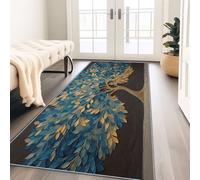Tappeto passatoia lavabile per corridoio, 80 x 180 cm, arte moderna classica, con piante, alberi, corridoio, antiscivolo, morbido, lungo, per porta della cucina, ingresso e lavanderia