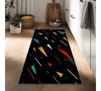 Tappeto Passatoia Lungo 40 x 120 cm, Corridore Antiscivolo per Corridoio Geometria Astratta Colorata Triangoli, Tappeto Lavabile Stile Retrò per Cucina Ingresso Bagno Camera Scale