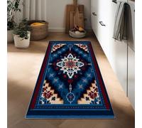 Tappeto Passatoia Lungo 80 x 120 cm, Corridore Antiscivolo per Corridoio Bordi Geometrici Fiori, Tappeto Lavabile Retrò Tradizionale per Cucina Ingresso Bagno Camera Scale