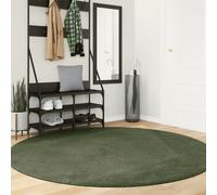 Tappeto Pelo Corto HUARTE Morbido Lavabile Verde Bosco Ø 200 cm