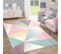 Paco Home Tappeto Pelo Corto Moderno Alla Moda Pastello Design Geometrico Multicolore, Dimensione:60x100 cm