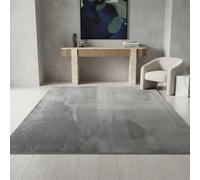 Tappeto pelo corto monocromatico facile da pulire lavabile resistente antiscivolo bordo sfilacciato argento 160x160 cm soggiorno camera da letto sala da pranzo adatto a riscaldamento a pavimento