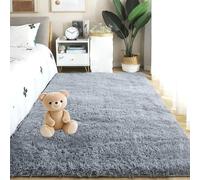 Tappeto Peloso 250 x 280 cm Antiscivolo Morbido Soggiorno Peloso Antiscivolo Facile da Pulire per Tappeti Lavabile in Lavatrice Carpet Cameretta Camera Bambini Grande, Grigio Chiaro