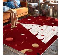 Tappeto per albero di Natale, decorazioni natalizie con stelle rosse a pelo basso, resistente allo sbiadimento, tappeto estetico per la casa, per soggiorno, camera da letto, aula, appartamento