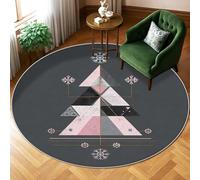 Tappeto per albero di Natale, moderno e minimalista, con triangolo di fiocchi di neve, grigio, a pelo basso, rotondo, per soggiorno, camera da letto, sotto il letto, decorazione per appartamento, 15,2