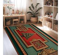 Tappeto per albero di Natale, ornamenti tradizionali festivi cornice natalizia rossa a pelo basso spugna per interni tappeti per interni non perdono tappeti per soggiorno, camera da letto, sotto il