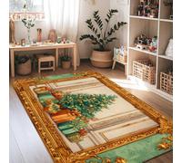 Tappeto per albero di Natale, regali tradizionali di Natale, ornamenti verdi in spugna a pelo basso, tappeti per interni e casa, non perdono pelo, per soggiorno, camera da letto, sotto il tavolo