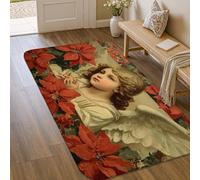 Tappeto per area angelo, tradizionale stella di Natale Natale rosso antiscivolo morbido zerbino resistente alle macchie bagno ingresso comodino lavanderia decorazione 7,6 x 1,5 m