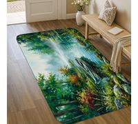 Tappeto per area barca, paesaggio con alberi acquatici estivi verde a pelo basso in spugna zerbino accenti tappeto resistente allo sbiadimento bagno lavanderia cucina ingresso decorazione 7,6 x 1,5 m