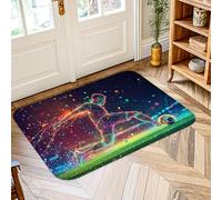 Tappeto per area calciatore, energico moderno particelle colorate erba nessuno multicolore a pelo basso spugna estetica zerbino rettangolare accenti tappeto bagno lavanderia cucina ingresso