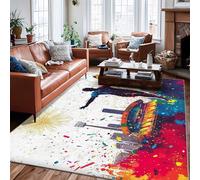 Tappeto per area calciatore, sport astratto palla stadio nessuno multicolore retro antiscivolo morbido rettangolare tappeto antimacchia tappeto per soggiorno, camera da letto, sotto il letto