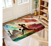 Tappeto per area calcistica, silhouette dinamica sportiva monumento estivo multicolore a pelo basso in spugna zerbino rettangolare non perde pelo bagno ingresso comodino lavanderia decorazione 5 'x 3'