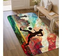 Tappeto per area calcistica, silhouette dinamica sportiva monumento estivo multicolore a pelo basso in spugna zerbino tiro tappeto bordo bordo lavanderia stanza bagno porta ingresso decorazione 7,6 x