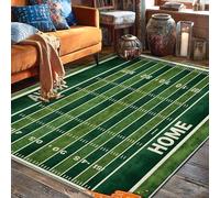 Tappeto per area calcistica, sport casual con linee di campo e porta post autunno verde a pelo basso bordo bordatura casa tappeto rettangolare tappeto per soggiorno, camera da letto, corridoio