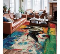 Tappeto per area cane, moderno e giocoso pallone da calcio Splash Nessuno rosso a pelo basso estetico rettangolare tappeto per il pavimento della casa tappeto per soggiorno, camera da letto, corridoio