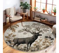 Tappeto per area cervo, natura rustica foglie di albero autunnali marrone a pelo basso tappeto rotondo per interni non perde tappeti per soggiorno camera da letto nuova decorazione per la casa da