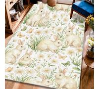 Tappeto per area coniglio, primavera natura farfalla fiore primavera verde fondo antiscivolo rettangolare tappeti bordo bordo tappeto per soggiorno camera da letto sotto il letto appartamento