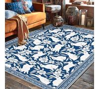 Tappeto per area coniglio, primavera natura fiore foglia primavera blu a pelo basso tappeto rettangolare tappeto per interni non perde pelo, tappeto per soggiorno, camera da letto, sotto il tavolo