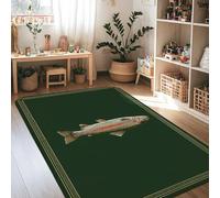 Tappeto per area dei pesci, natura rustica linea di confine verde estate antiscivolo bordo bordo tappeto rettangolare tappeto per la casa tappeto per soggiorno, camera da letto, cucina, corridoio