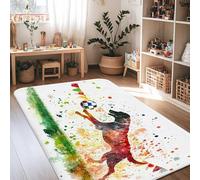 Tappeto per area del cane, giocoso fantasioso pallone da calcio colorato schizzi nessuno multicolore antiscivolo estetico rettangolare tappeto per casa tappeto per soggiorno camera da letto sotto il