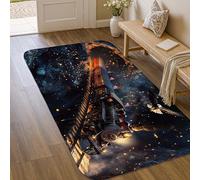 Tappeto per area del treno, avventura fantasy aquila stelle nessuno nero antiscivolo per interni zerbino accenti tappeto non spargimento bagno porta ingresso comodino decorazione 7,6 x 1,5 m
