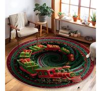 Tappeto per area del treno, regali di Natale a vortice verde a pelo basso estetico cerchio estetico tappeto per soggiorno camera da letto sotto il tavolo decorazione da pranzo 15,7 x 1,5 m