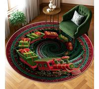 Tappeto per area del treno, regali di Natale con vortice di Natale verde con retro antiscivolo estetico cerchio tappeto per il pavimento della casa tappeto per soggiorno camera da letto sotto il letto