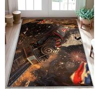 Tappeto per area del treno, vintage rustico aquila fuochi d'artificio indipendenza rosso a pelo basso estetico zerbino rettangolare accenti tappeto lavanderia bagno porta ingresso decorazione 7,6 x