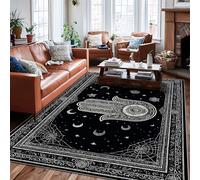 Tappeto per area delle mani, mistico bohémien luna stelle nessuno nero con retro antiscivolo per pavimento di casa tappeto stampa rettangolare tappeto per soggiorno, camera da letto, cucina, corridoio
