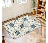 Tappeto per area floreale, elegante vintage floreale foglia primavera blu navy zerbino antiscivolo accenti tappeto resistente allo sbiadimento ingresso bagno lavanderia comodino decorazione 2 'x 3'
