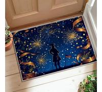 Tappeto per area fuochi d'artificio, stelle celebrative patriottiche, nastri, 4 luglio, blu, a pelo basso, per interni, tappeto per interni, non perde pelo, ingresso, bagno, lavanderia, comodino