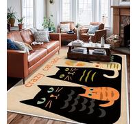 Tappeto per area gatti, giocoso fantasioso uovo strisce nessuno nero retro antiscivolo estetico rettangolare tappeto per casa tappeto per soggiorno, camera da letto, sotto il tavolo, decorazione da