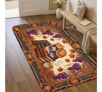 Tappeto per area gatti, rustico accogliente libri uva autunno marrone antiscivolo per interni zerbino accenti tappeto non perde pelo bagno lavanderia cucina ingresso decorazione 7,6 x 15,2 m
