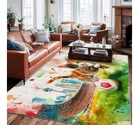 Tappeto per area gatto, giocoso fantasioso pallone da calcio skyline della città N/a verde con retro antiscivolo rettangolare tappeti per pavimento tappeti per soggiorno, camera da letto, aula e