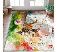Tappeto per area gatto, giocoso fantasioso pallone da calcio skyline della città N/a zerbino verde a pelo basso rettangolare tappeto non perde ingresso bagno cucina porta decorazione 7,6 x 15,2 m