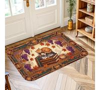 Tappeto per area gatto, rustico accogliente libri uva autunno marrone antiscivolo zerbino rettangolare stampa accenti tappeto bagno lavanderia cucina ingresso decorazione 5 'x 3'