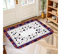 Tappeto per area gatto, zucche giocose festive strega Halloween viola spugna a pelo basso zerbino per interni tappeto accenti tappeto non perde lavanderia stanza bagno ingresso decorazione 5 'x 3'