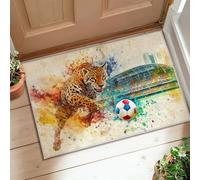 Tappeto per area ghepardi, sport dinamico pallone da calcio stadio nessuno giallo retro antiscivolo morbido zerbino tiro tappeto antimacchia bagno ingresso comodino porta decorazione 2 'x 3'