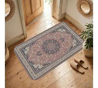 Tappeto per area medaglione, tradizionale classico floreale pergamene nessuno rosa a pelo basso spugna zerbino tiro tappeto bordo bordo bagno comodino ingresso porta decorazione 7,6 x 1,5 m