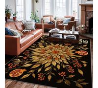 Tappeto per area melograno, autunnale rustico foglie bacche autunno oro retro antiscivolo per pavimento di casa tappeto stampa rettangolare tappeto per soggiorno, camera da letto, corridoio, scrivania