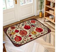 Tappeto per area melograno, tradizionale vintage ramo di fiori autunnali rosso a pelo basso in schiuma per interni zerbino accenti tappeto non perde pelo bagno lavanderia cucina ingresso decorazione 5