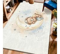 Tappeto per area orso, fantasioso e giocoso luna stelle N/a blu pastello a pelo basso tappeto per interni non perde pelo, tappeto per soggiorno, camera da letto, aula e appartamento, decorazione 10,2