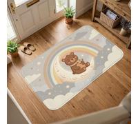 Tappeto per area orso, giocoso fantasioso luna arcobaleno pastello antiscivolo zerbino per interni tappeto accenti tappeto non spargimento bagno ingresso comodino lavanderia decorazione 2 'x 3'