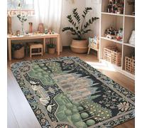 Tappeto per area palazzo, classico ed elegante con alberi di fontana, verde primavera, antiscivolo, bordatura con bordi per la casa, tappeto rettangolare per soggiorno, camera da letto, sotto il