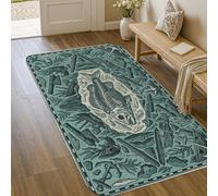 Tappeto per area pesci, nautico rustico ancore barca estate verde acqua spugna a pelo basso zerbino estetico rettangolare accenti tappeto ingresso bagno cucina decorazione porta 7,6 x 1,5 m