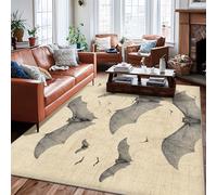 Tappeto per area pipistrelli, stile vintage, con sagoma volante di Halloween, nero, a pelo basso, bordatura con bordo a pelo basso, tappeto rettangolare per soggiorno, camera da letto, corridoio