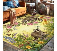 Tappeto per area procioni, natura fantasioso fiore farfalla primavera giallo retro antiscivolo tappeto per interni tappeto non perde tappeti per soggiorno, camera da letto, sotto il tavolo