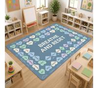Tappeto per area respirabile, moderno minimalista, reset, calma, consapevolezza, blu, estetico, rettangolare, tappeto per pavimento di casa, tappeto per aula di apprendimento, decorazione per sala di